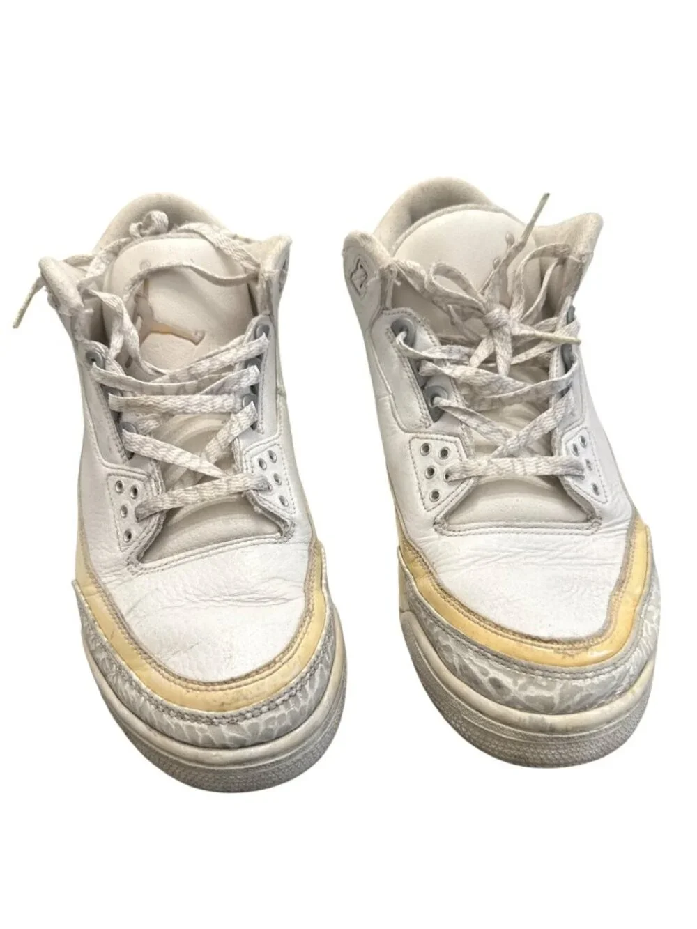 Air Jordan 3 Retro Sneakers White/Yellow Mens Size 11 Classic Basketball Shoes